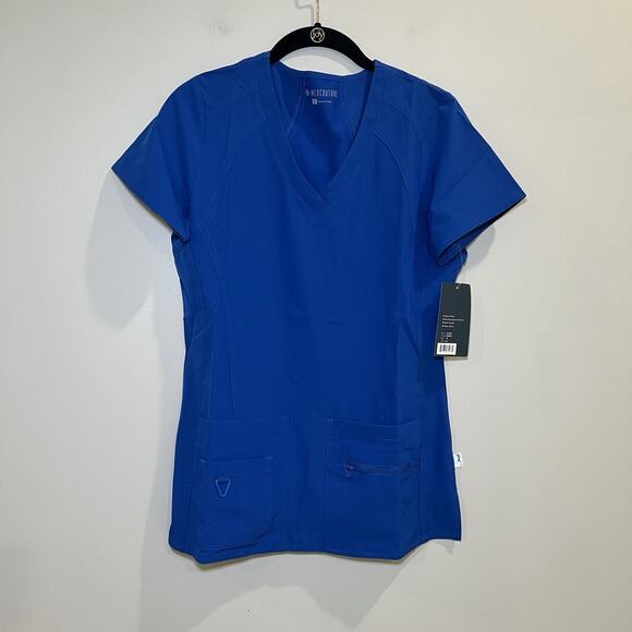 Med Couture Activate Performance Stretch Scrub Top Women’s Size Small‎ Royal NWT - Picture 1 of 7